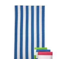 Amazon hot sale custom color cabana white blue stripe beach towel dyed color with canvas bag